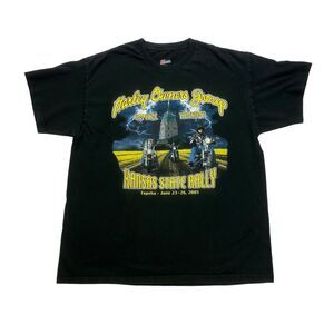 Biker Motorcycle Shirt Mens Large Black 2005 Kansas State Rally Capital Thunder